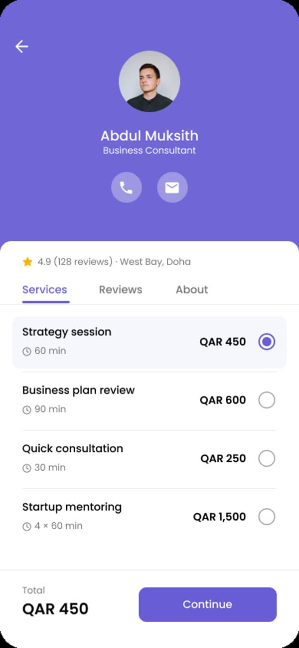 BookEase — Choose a service