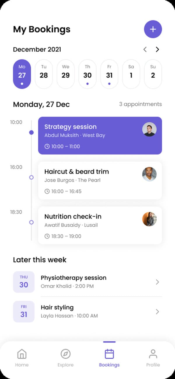 BookEase — My bookings