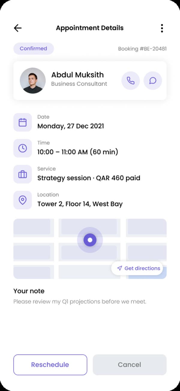 BookEase — Booking details