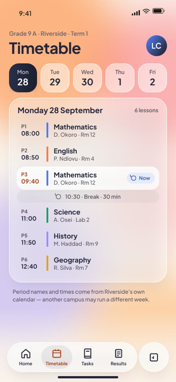 Classbell — Timetable