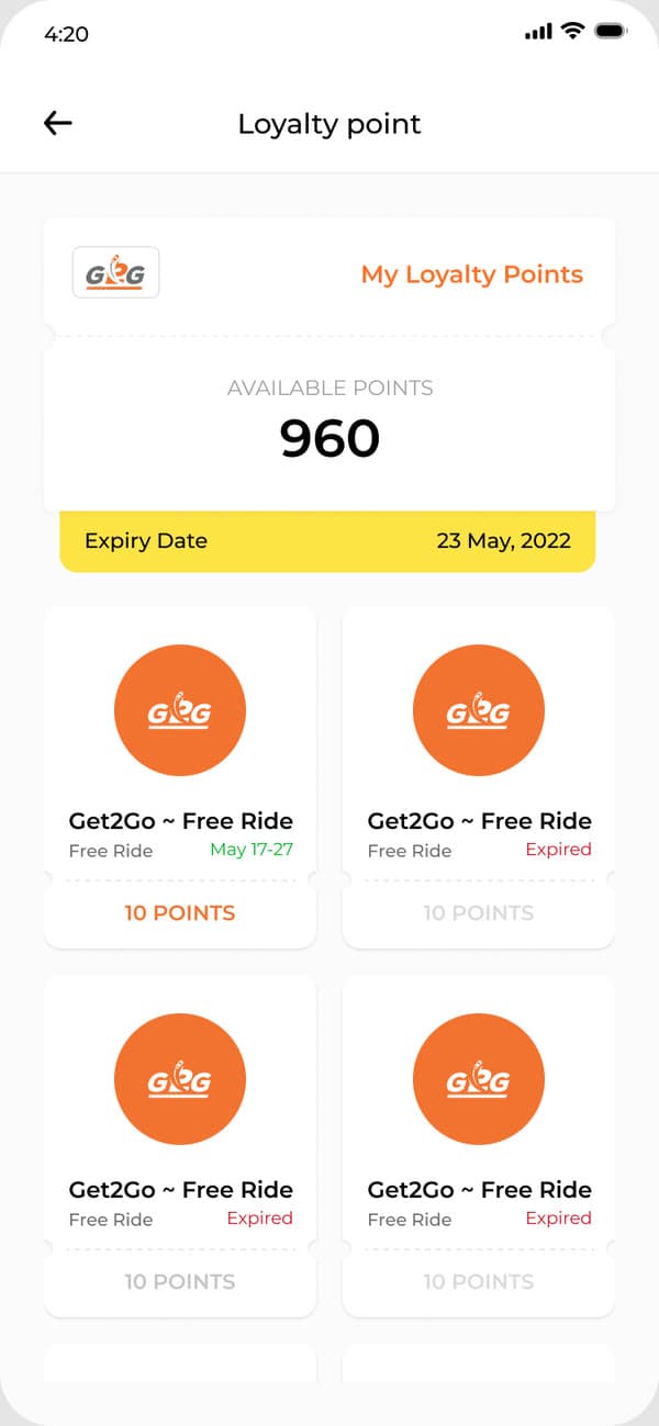 Get2Go — Loyalty points