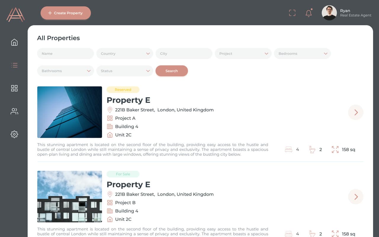 Investor CRM — Property list