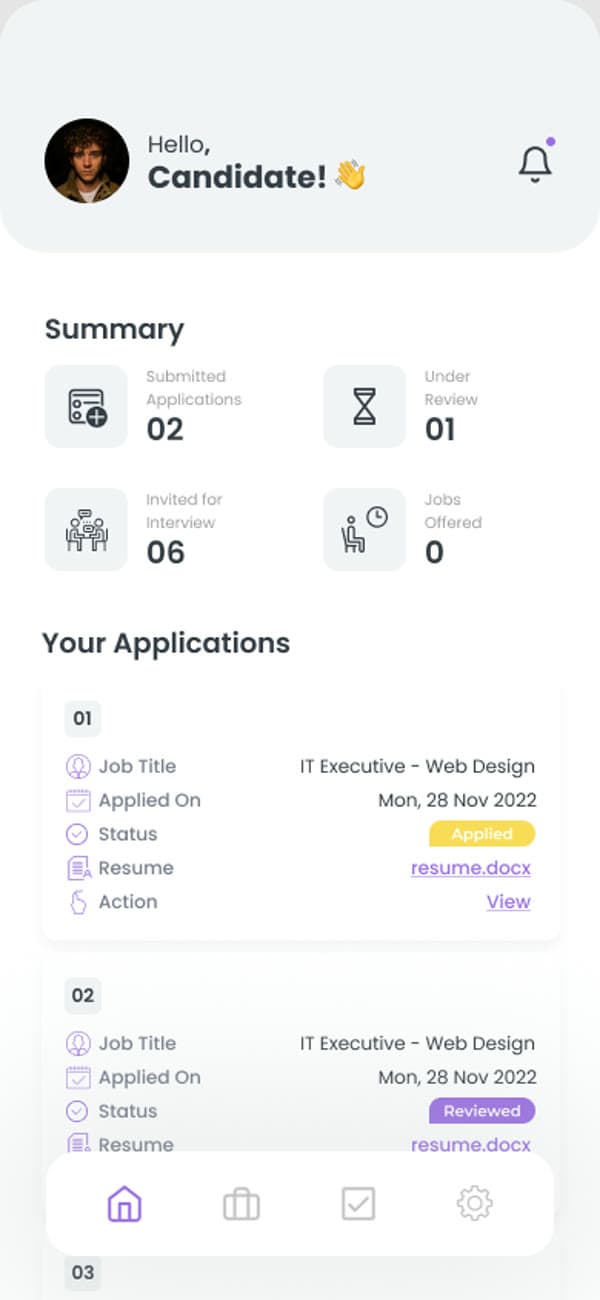 Recruitment — Candidate home