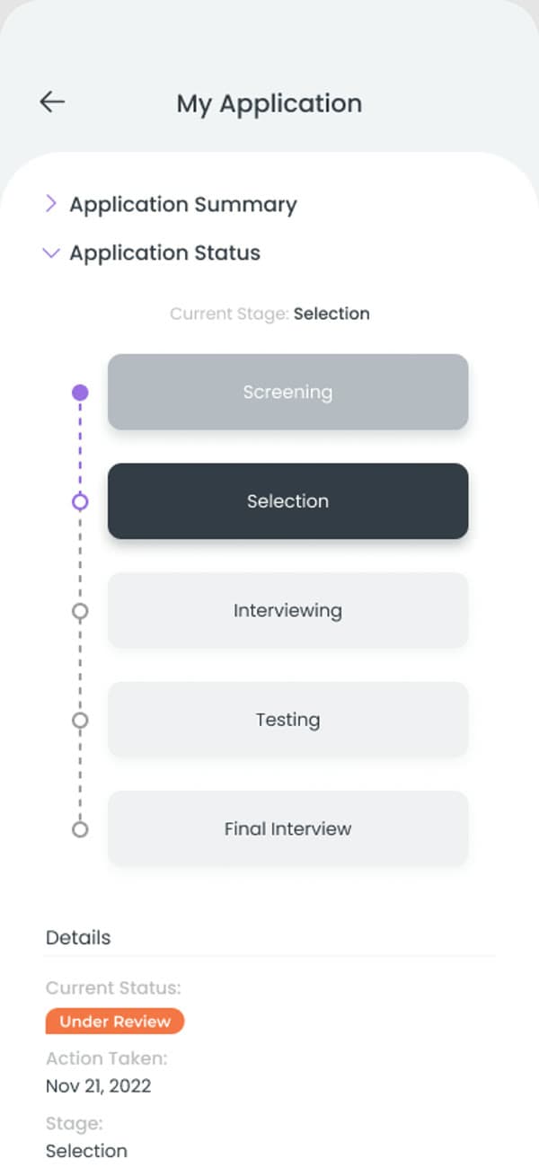 Recruitment — Application status