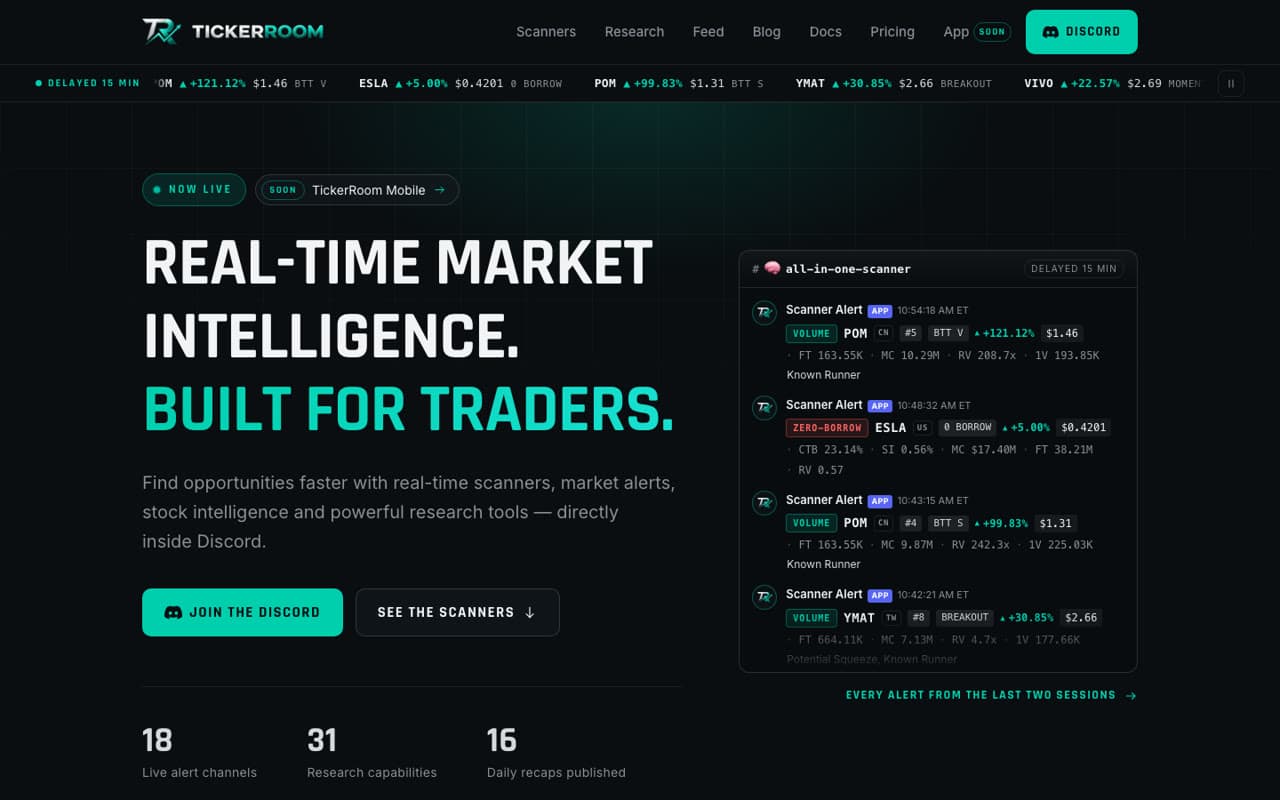 TickerRoom — Homepage