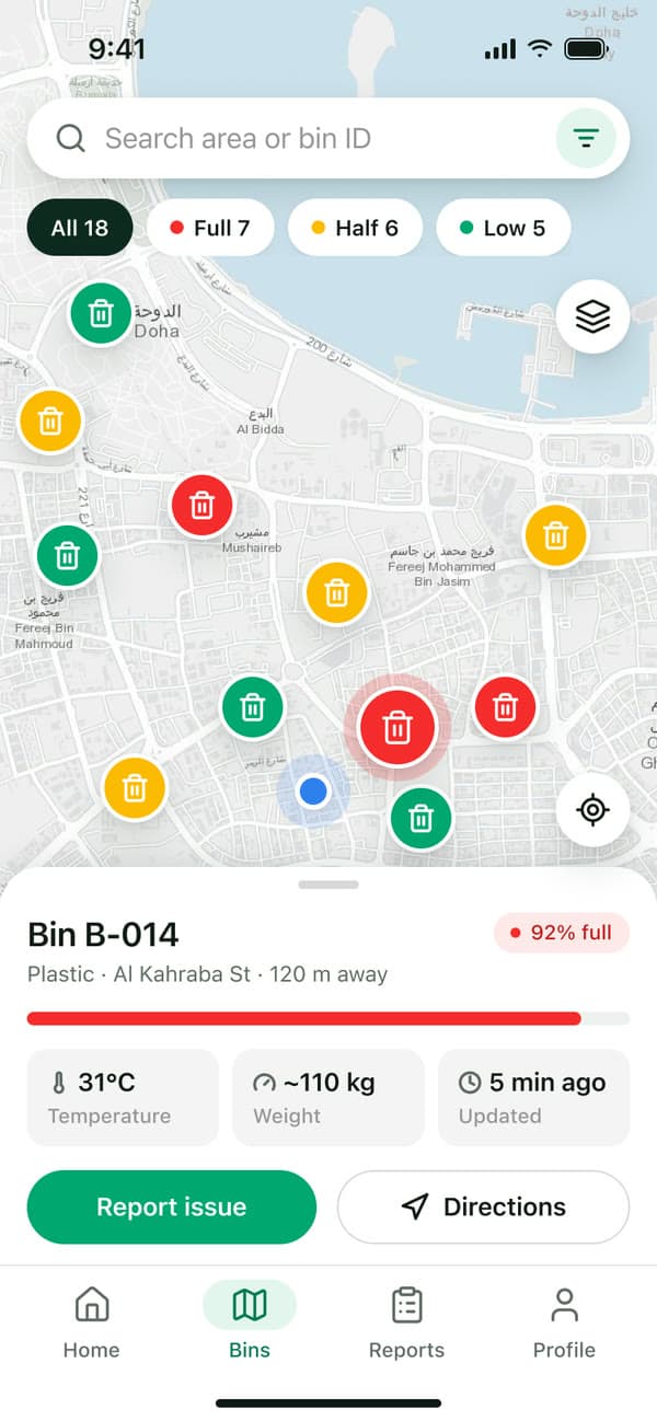 Waste Management — Bins map