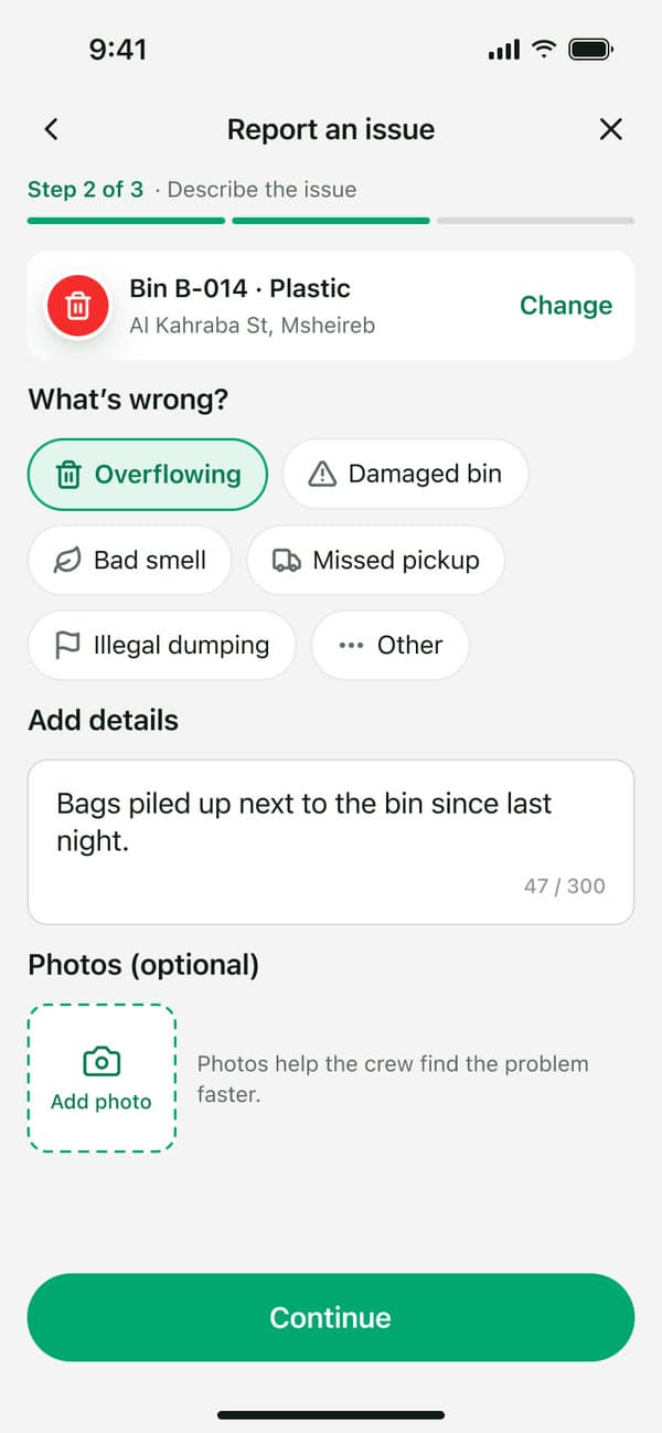 Waste Management — Report an issue