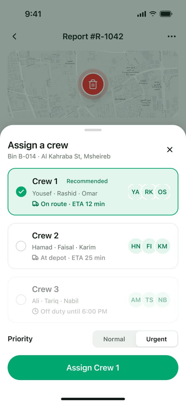 Waste Management — Assign a crew